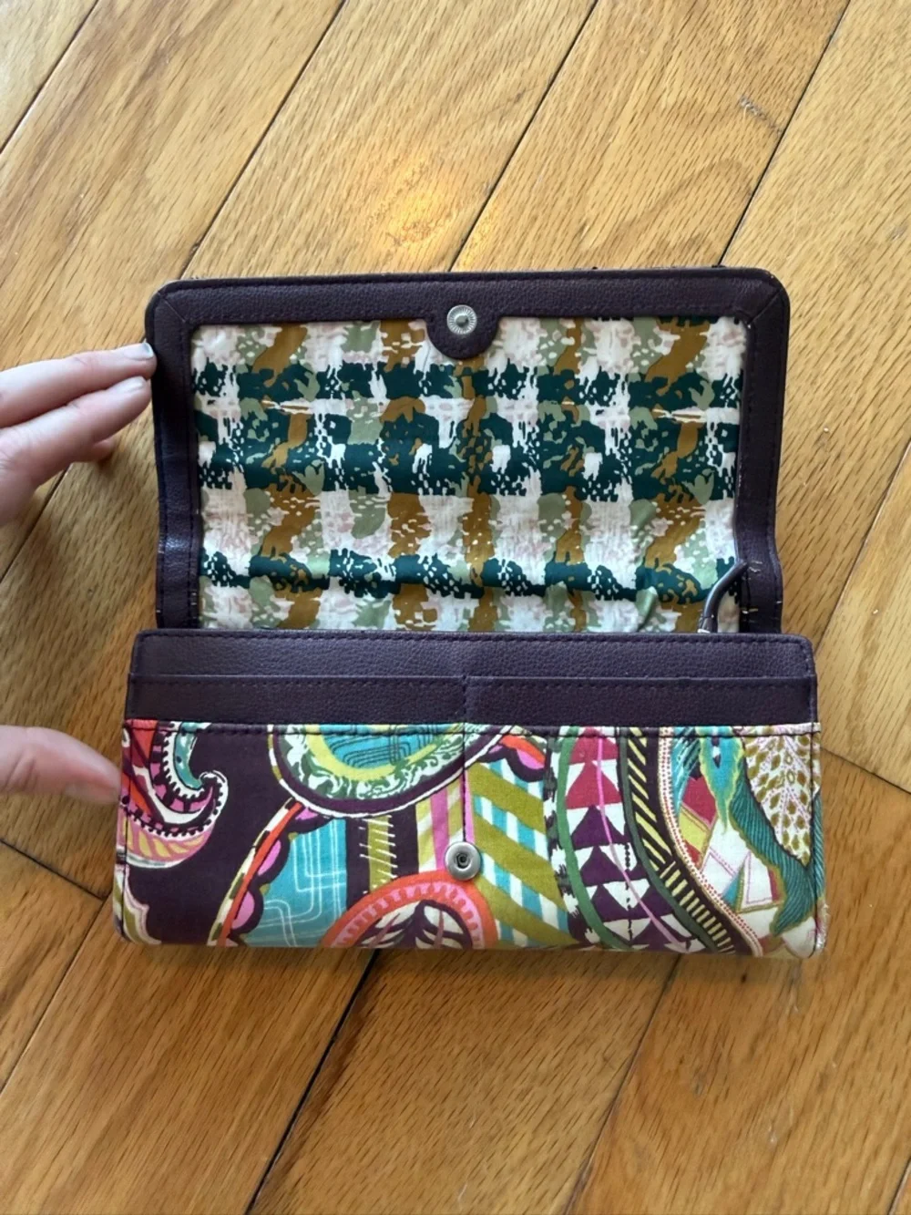 Vera Bradley Purple Paisley Zip-Around Wallet with Teal & Coral Accents - Picture 3 of 7